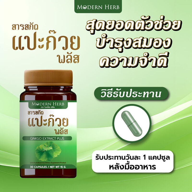 Modern Herb Ginkgo Extract Plus 30 Capsules Dietary Supplement