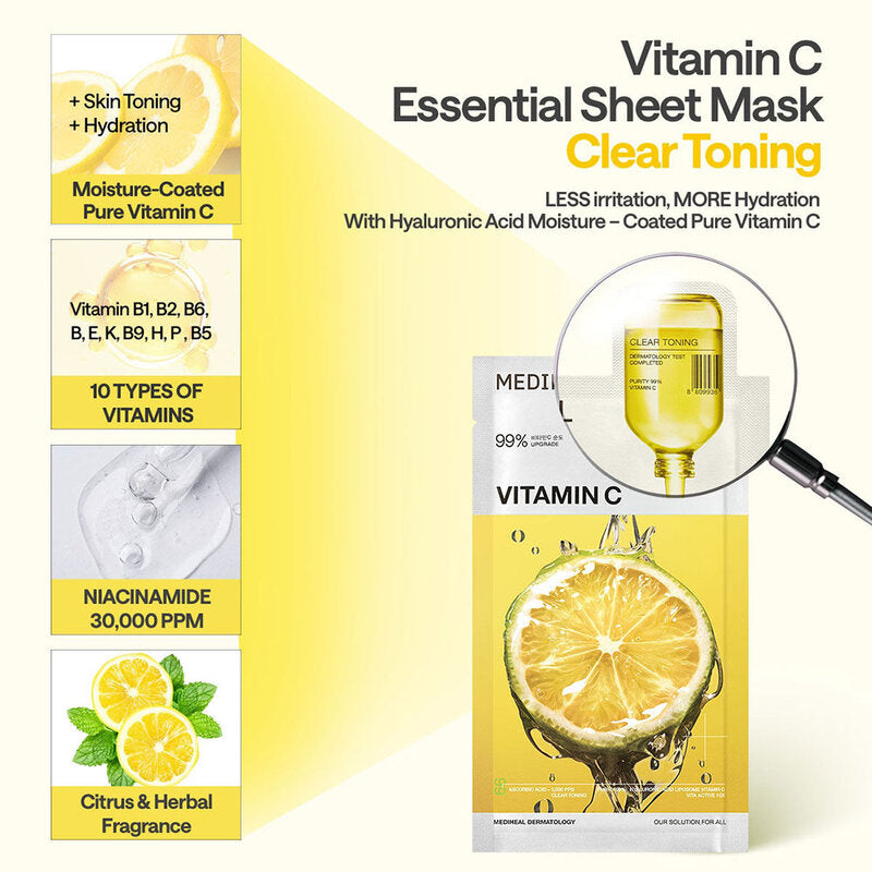 Mediheal Vitamin C Essential Mask Clear Toning Box 24ml x 4pcs
