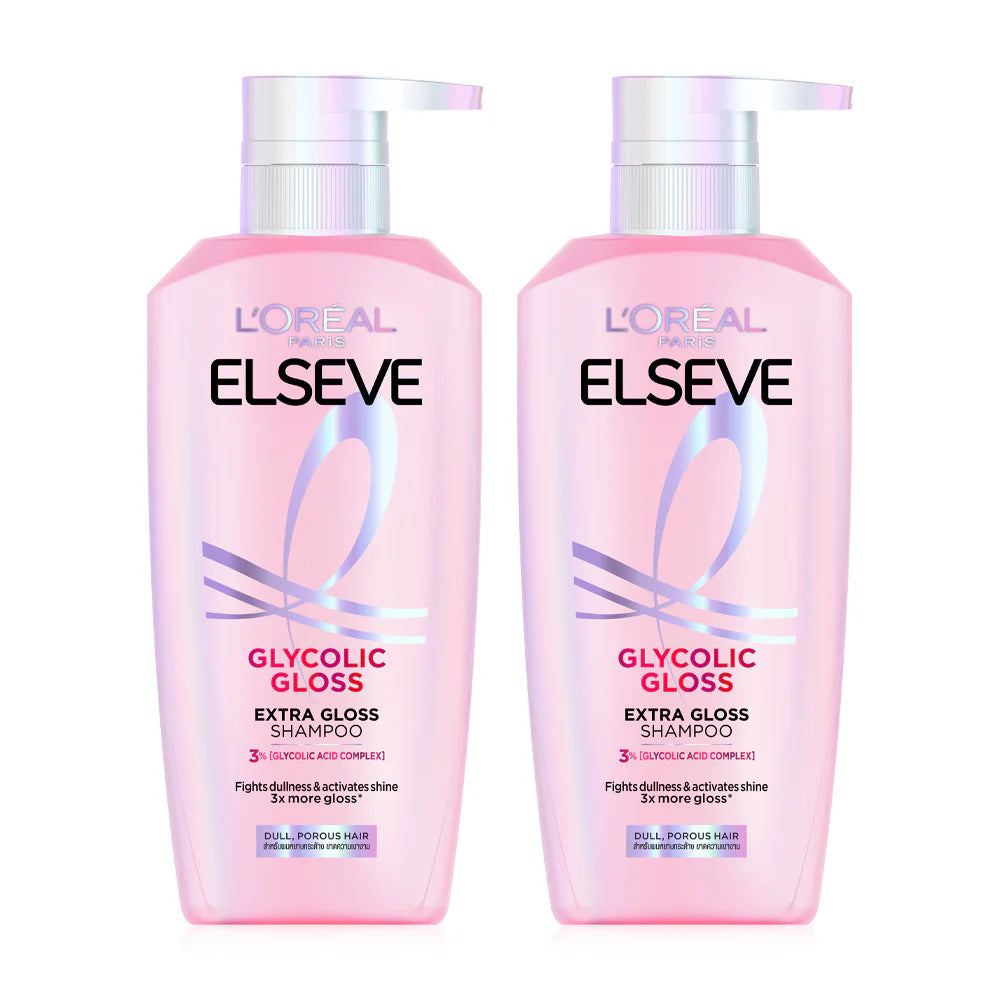 L'Oreal Paris Elseve Glycolic Gloss Extra Gloss Shampoo 400ml x 2