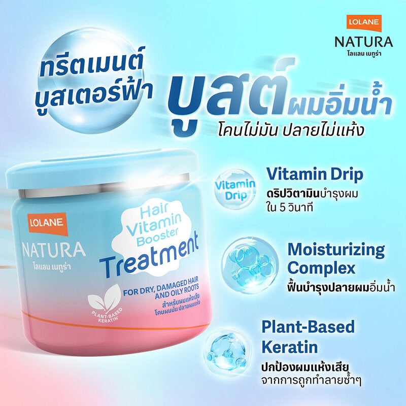 Lolane Natura Booster Treatment For Dry Damaged And Oily Roots 250g