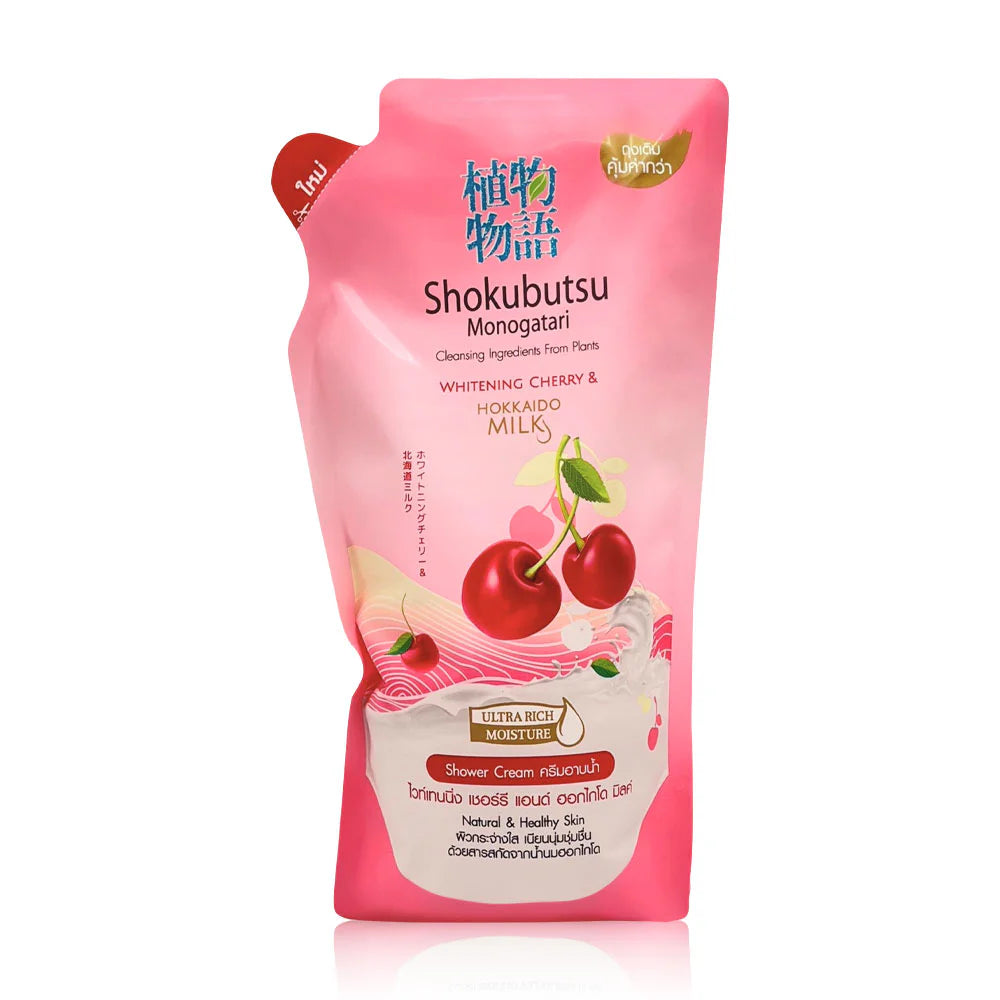 Shokubutsu Monogatari Whitening Cherry & Hokkaido Milk Refill 500ml Shower Cream
