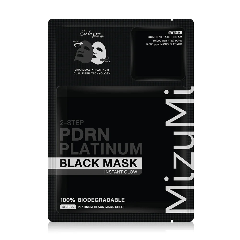 MizuMi PDRN Platinum Black Mask Instant Glow Sheet Mask 30ml + 1g