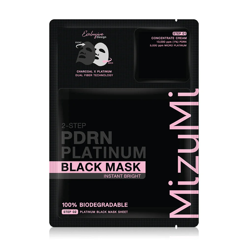 MizuMi PDRN Platinum Black Mask Instant Bright Sheet Mask 30ml + 1g