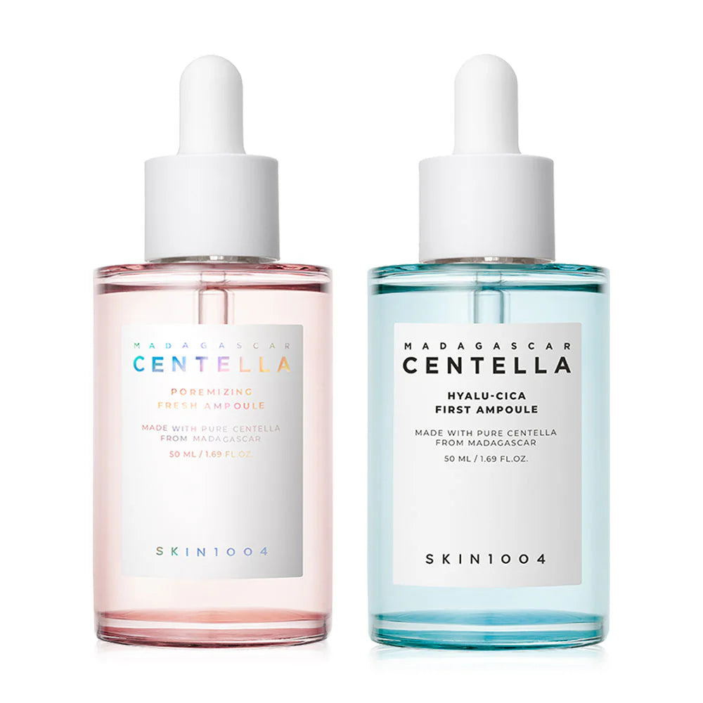 SKIN1004 Madagascar Centella Poremizing Fresh Ampoule 50ml + Madagascar Centella Hyalu-Cica First Ampoule 50ml Set 2 Items