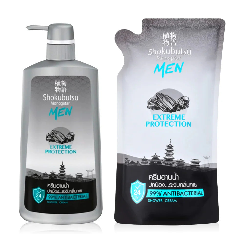 Shokubutsu Monogatari Set 2 Items Shower Cream Extreme Protection 500ml + Refill 500ml