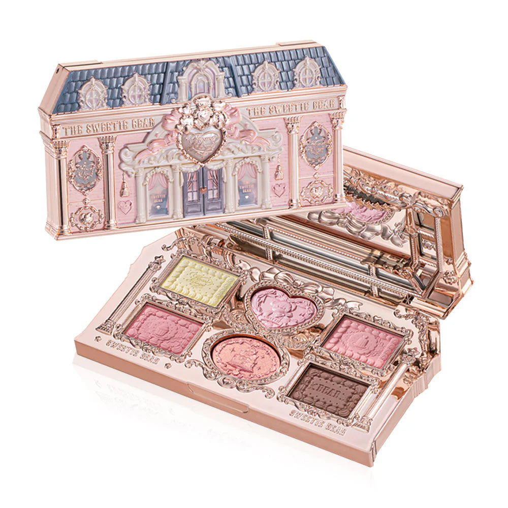Flower Knows The Sweetie Bear Collection 6-Color Makeup Palette 6.5g #02 Strawberry Milk