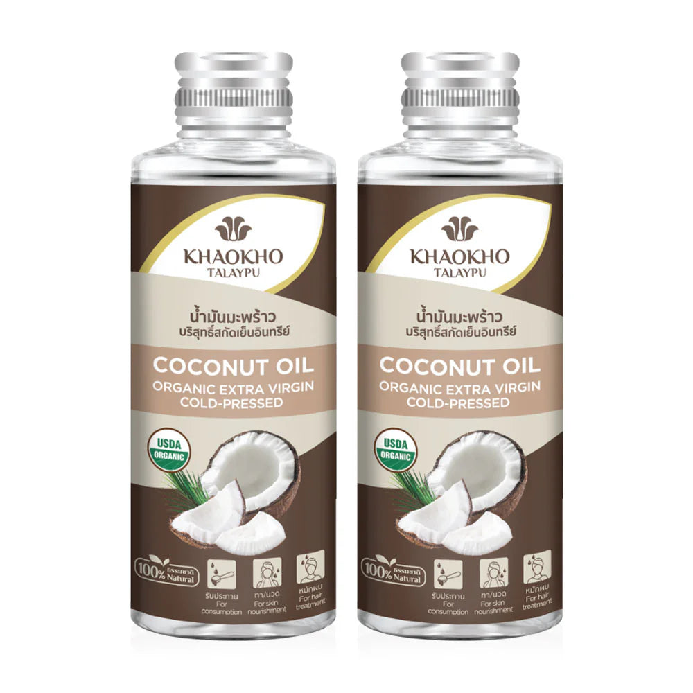 Khaokho Talaypu Pure Oil Coconut Edible Organic Cold-Pressed Pure Coconut Oil 100ml x 2pcs