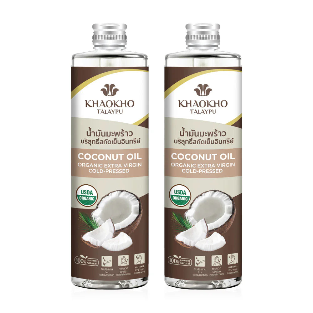 Khaokho Talaypu Pure Oil Coconut Edible 480ml x 2pcs Organic Cold-Pressed Pure Coconut Oil