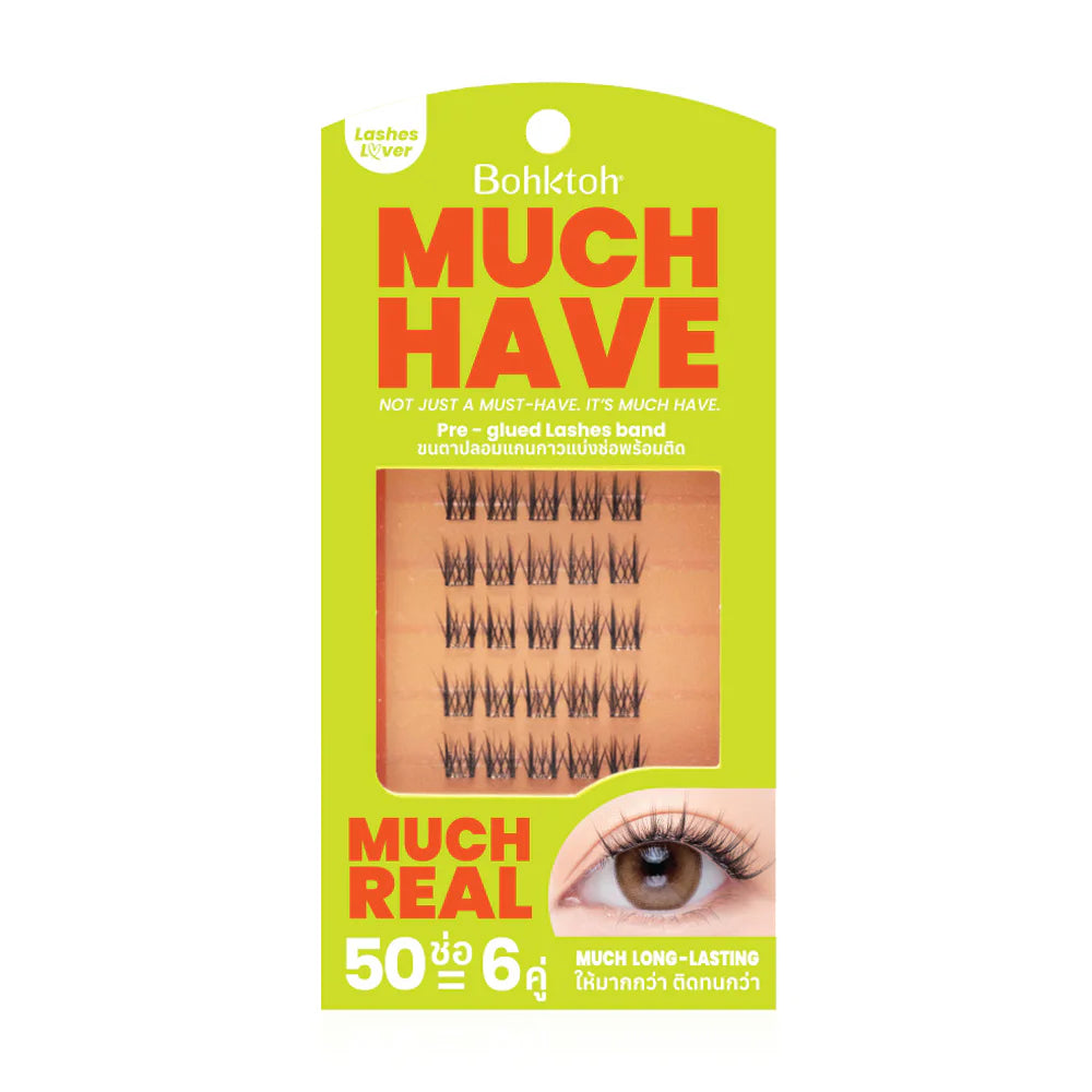 Bohktoh Pre-Glued Lashes Band 6 Pairs #Much Real