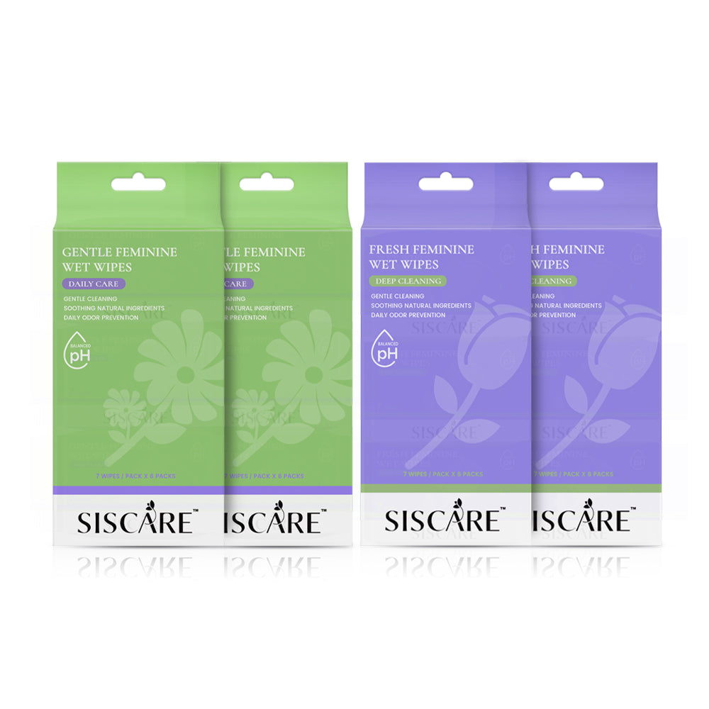 Siscare Gentle Feminine Wet Wipes 6pcs x 2 Packs + Fresh Feminine Wet Wipes 6pcs x 2 Packs