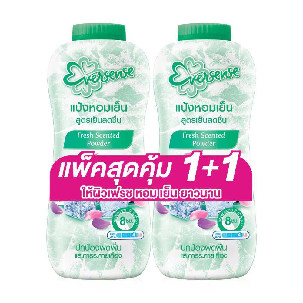 Eversense Fresh Scented Cooling Talcum Green 280g x 2pcs