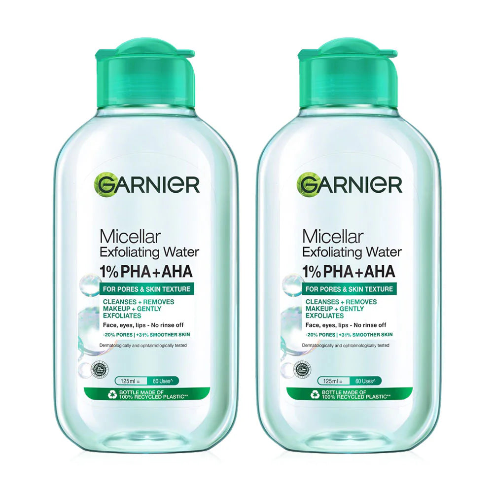 Garnier Micellar Exfoliating Water For Pores & Skin Texture 125ml x 2pcs