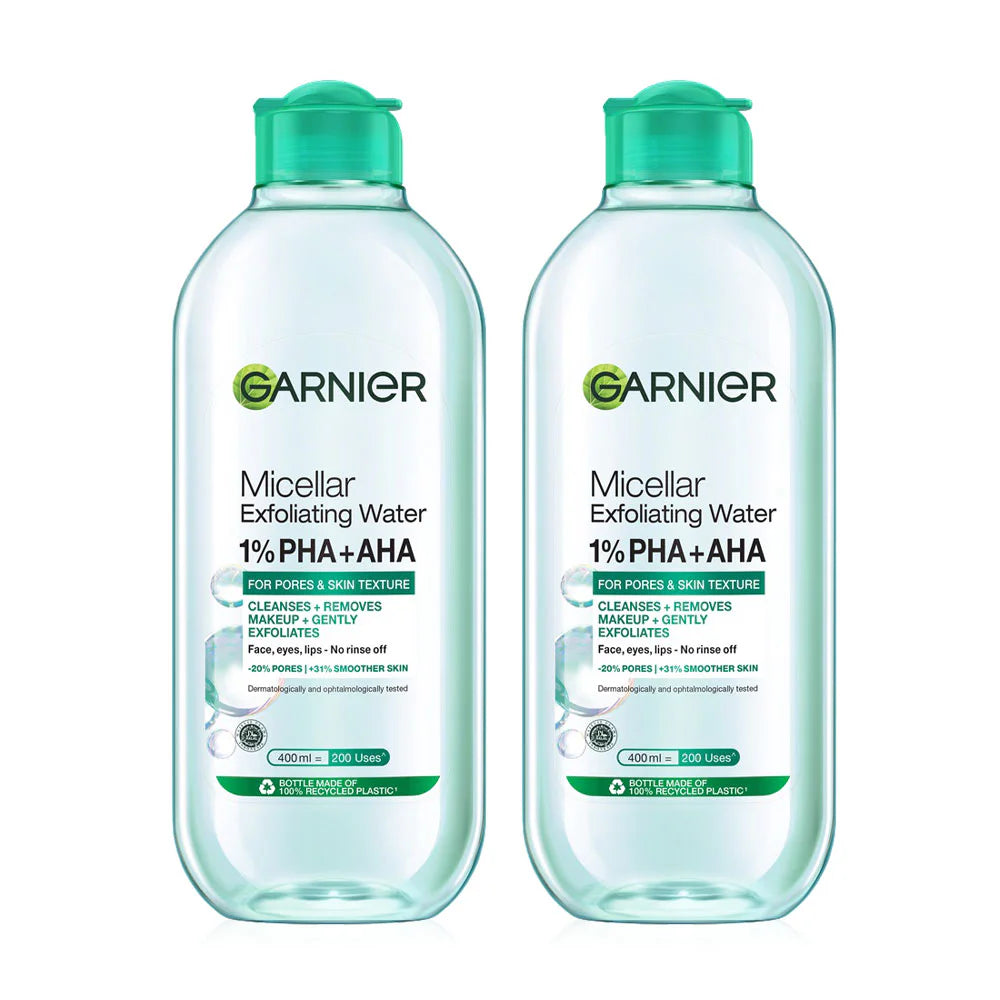 Garnier Micellar Exfoliating Water For Pores & Skin Texture 400ml x 2pcs