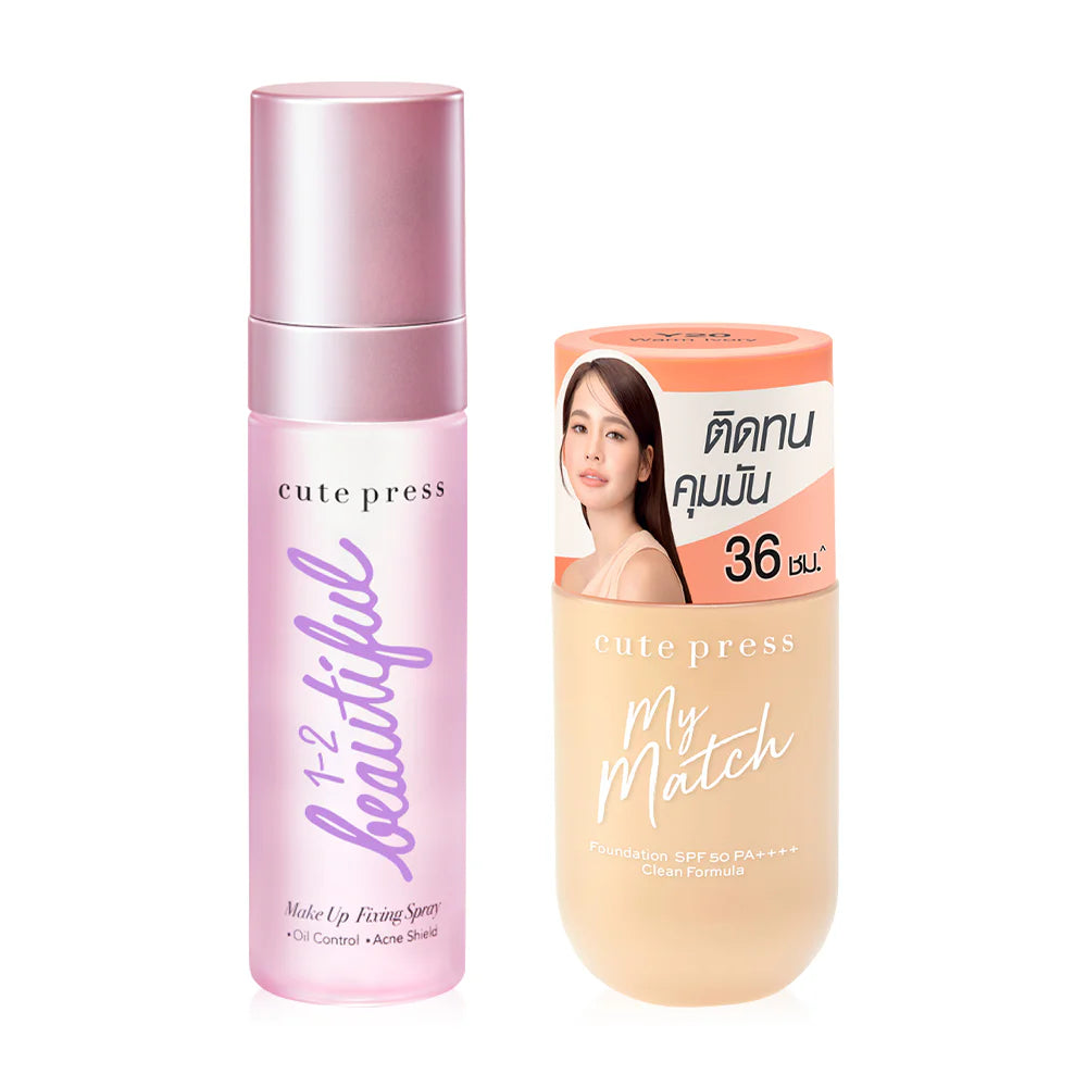Cute Press 1-2-Beautiful Make Up Fixing Spray 60ml + My Match Foundation SPF50 PA++++ 40ml #Y20