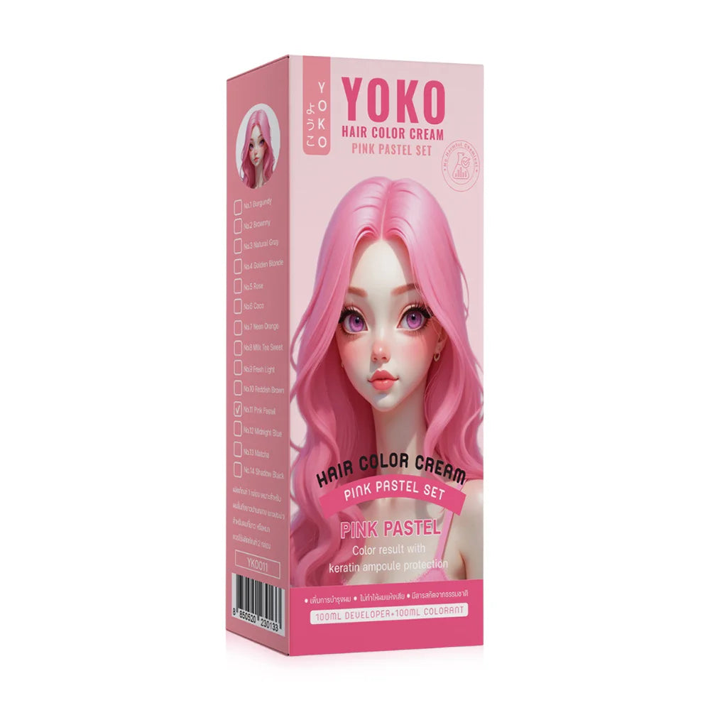 YOKO Hair Color Cream Set 200ml #Pink Pastel