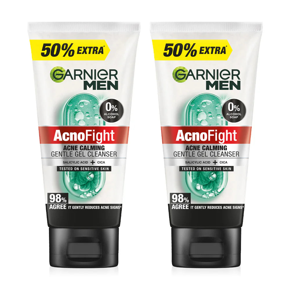 Garnier Men Acnofight Acne Calming Gentle Gel Cleanser 150ml x 2pcs