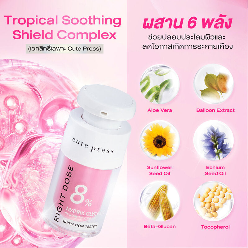 Cute Press Right Dose Matrix-Glycolic Serum In Cream 15ml