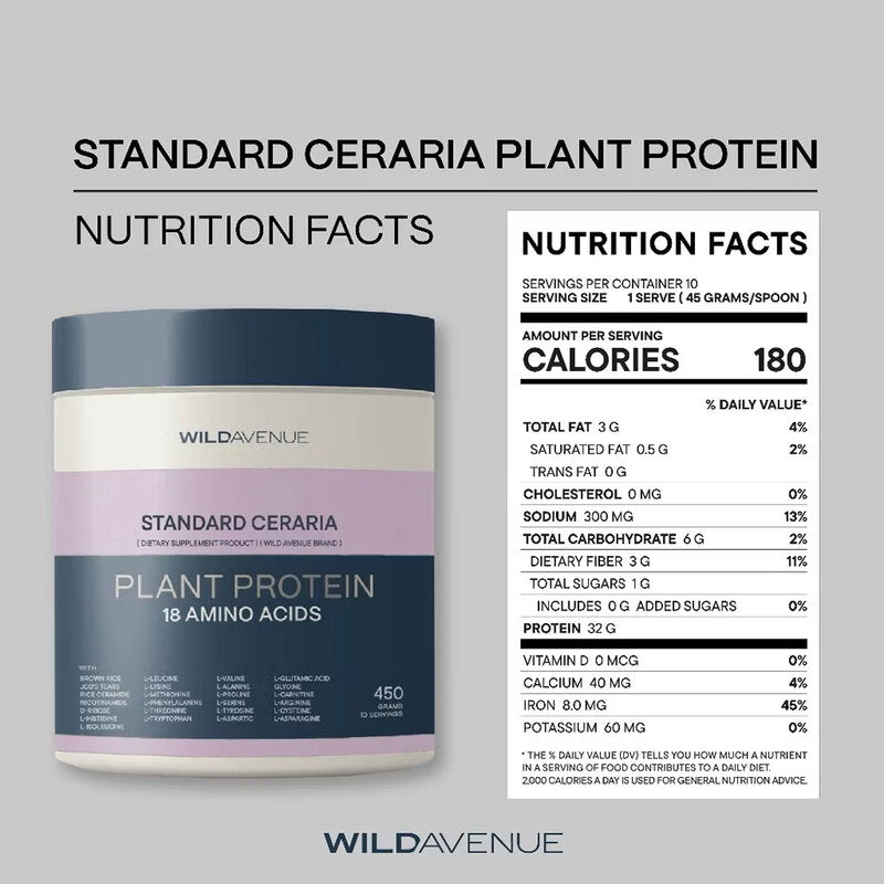 Wild Avenue Standard Ceraria Plant Protein 18 Amino Acids Sweet Potato Flavor 450g x 2pcs