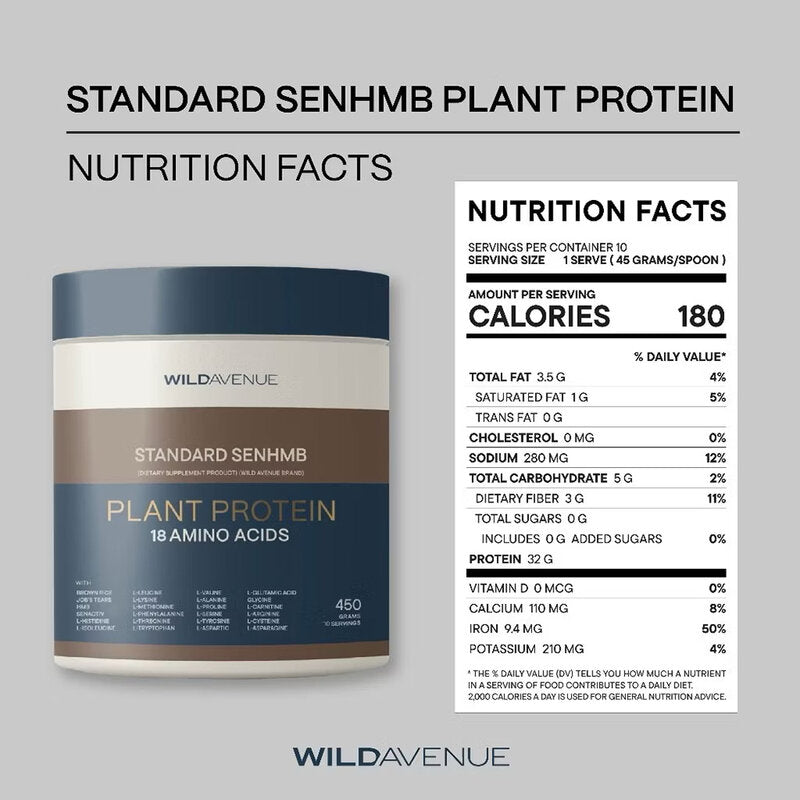 Wild Avenue Standard Senhmb Plant Protein 18 Amino Acids 450g x 3pcs
