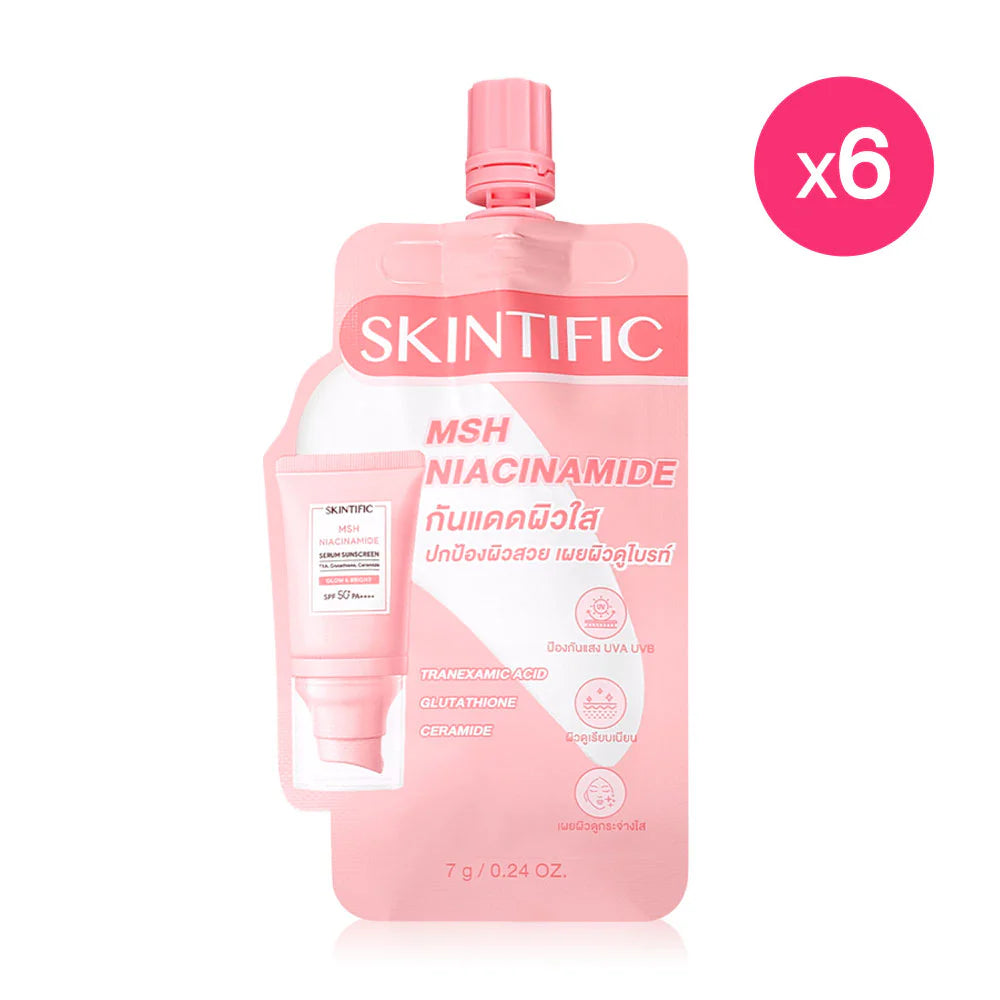 SKINTIFIC MSH Niacinamide Serum Sunscreen SPF50 PA 7g x 6pcs Pink