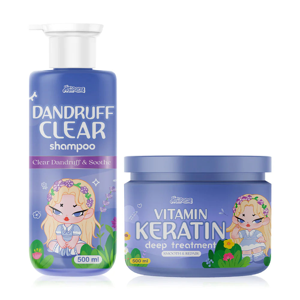 Livetined Hairona Dandruff Clear Shampoo 500ml + Hairona Vitamin Keratin Deep Treatment 500ml