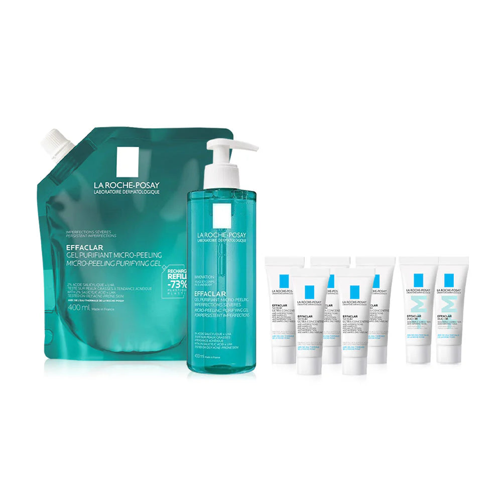 La Roche Posay Effaclar Micro-Peeling Purifying Gel 400ml + Refill 400ml