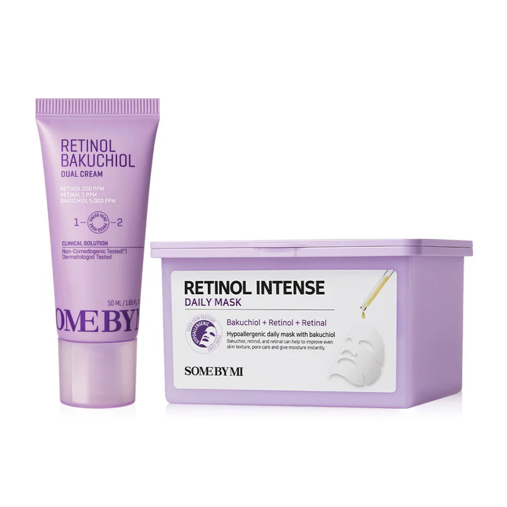 Some By Mi Set 2 Item Retinol Intense Daily Mask 30 Sheets + Retinol Bakuchiol Dual Cream 50ml
