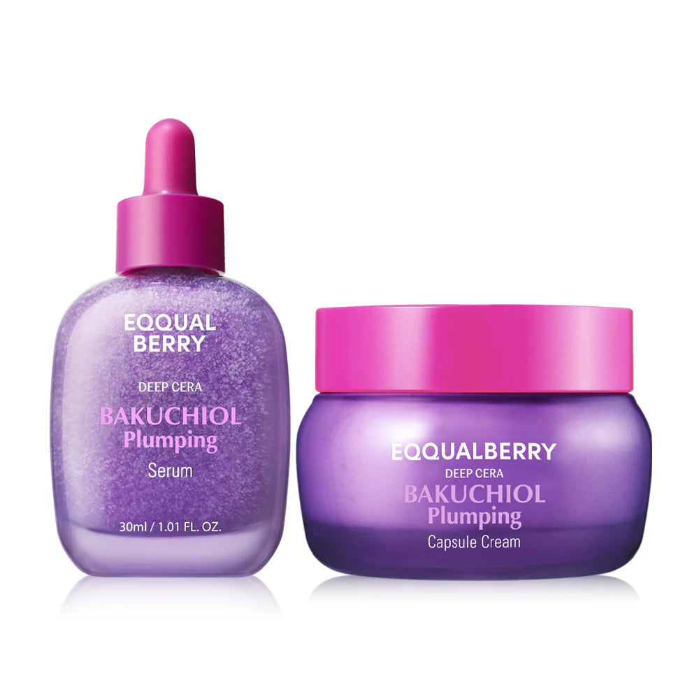 EQQUALBERRY Set 2 Items: Bakuchiol Plumping Serum 30ml + Capsule Cream 50ml