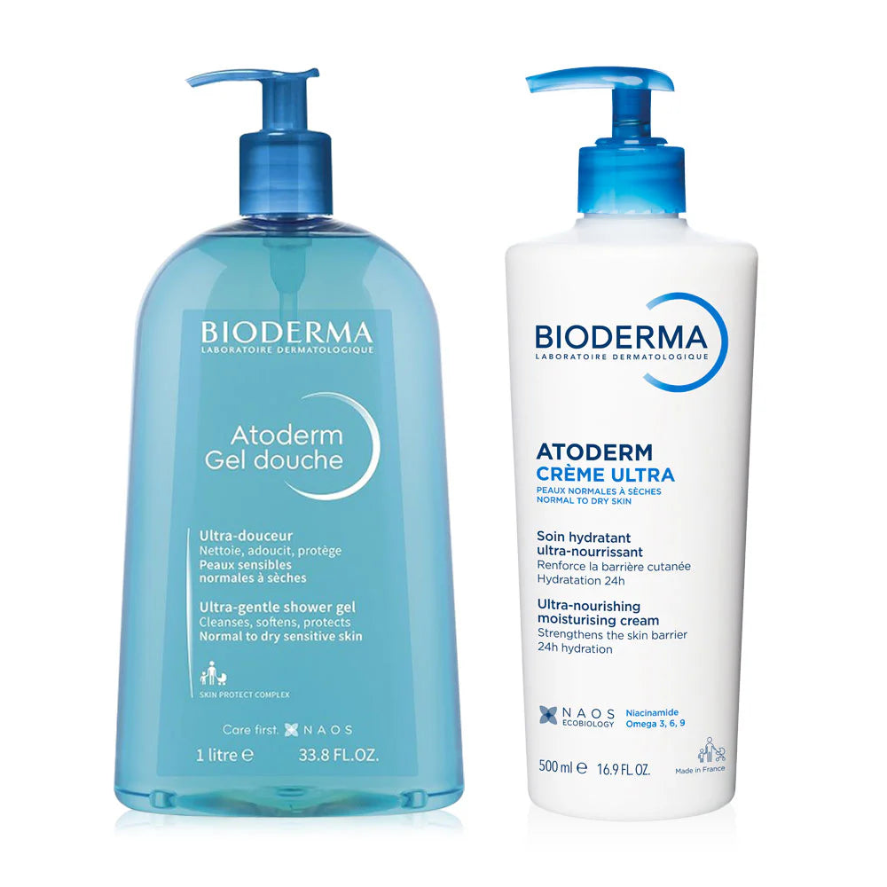 Bioderma Set 2 Items Atoderm Douche Gel 1000ml Creme Ultra 500ml