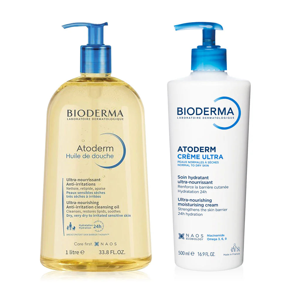 Bioderma Atoderm Huile De Douche 1000ml + Creme Ultra 500ml