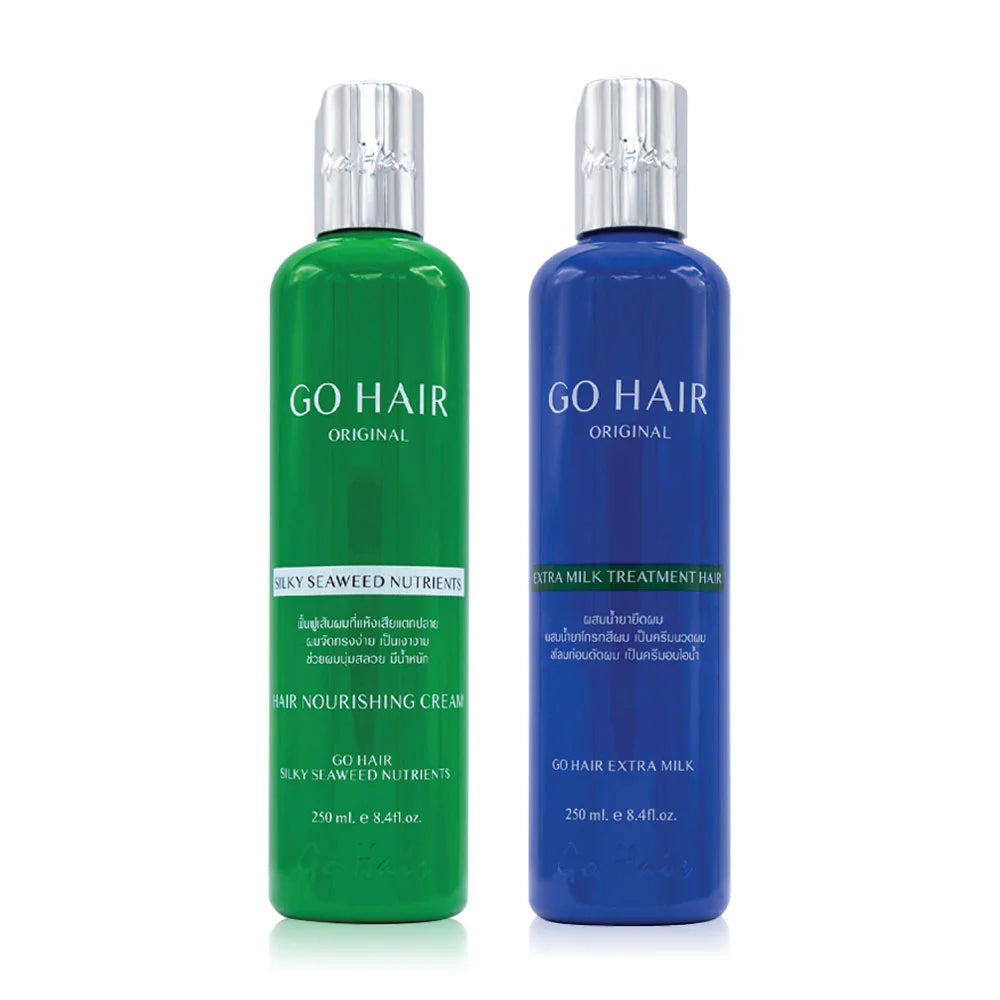 GO HAIR Silky Seaweed Nutrients Hair Nourishing Cream 250ml + Extra Milk Treatment Hair 250ml
