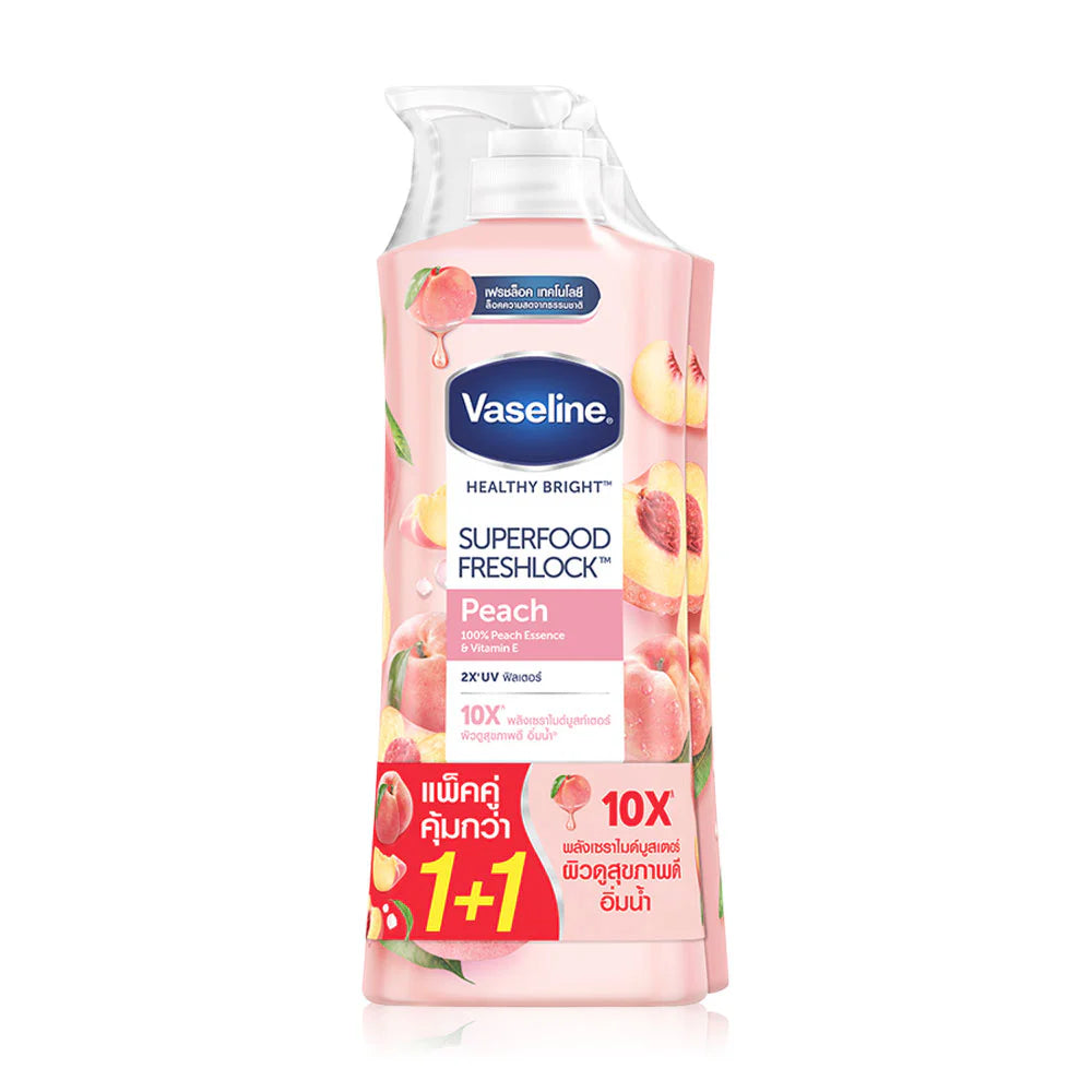 Vaseline Healthy Bright Super Food Fresh Twin - #Peach [300ml x 2pcs]