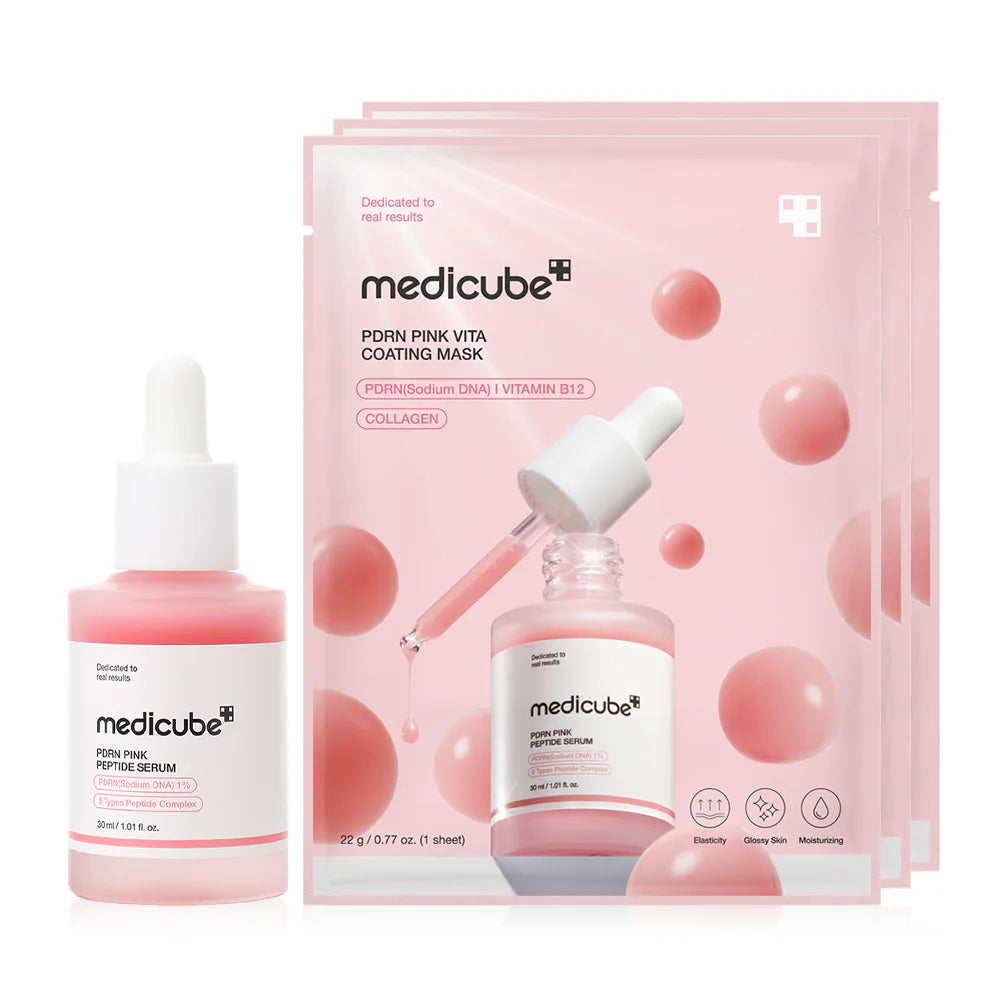 MEDICUBE Set 2 Items Peptide Serum 30ml+ PDRN Pink Vita Coating Mask [22g x 3pcs]