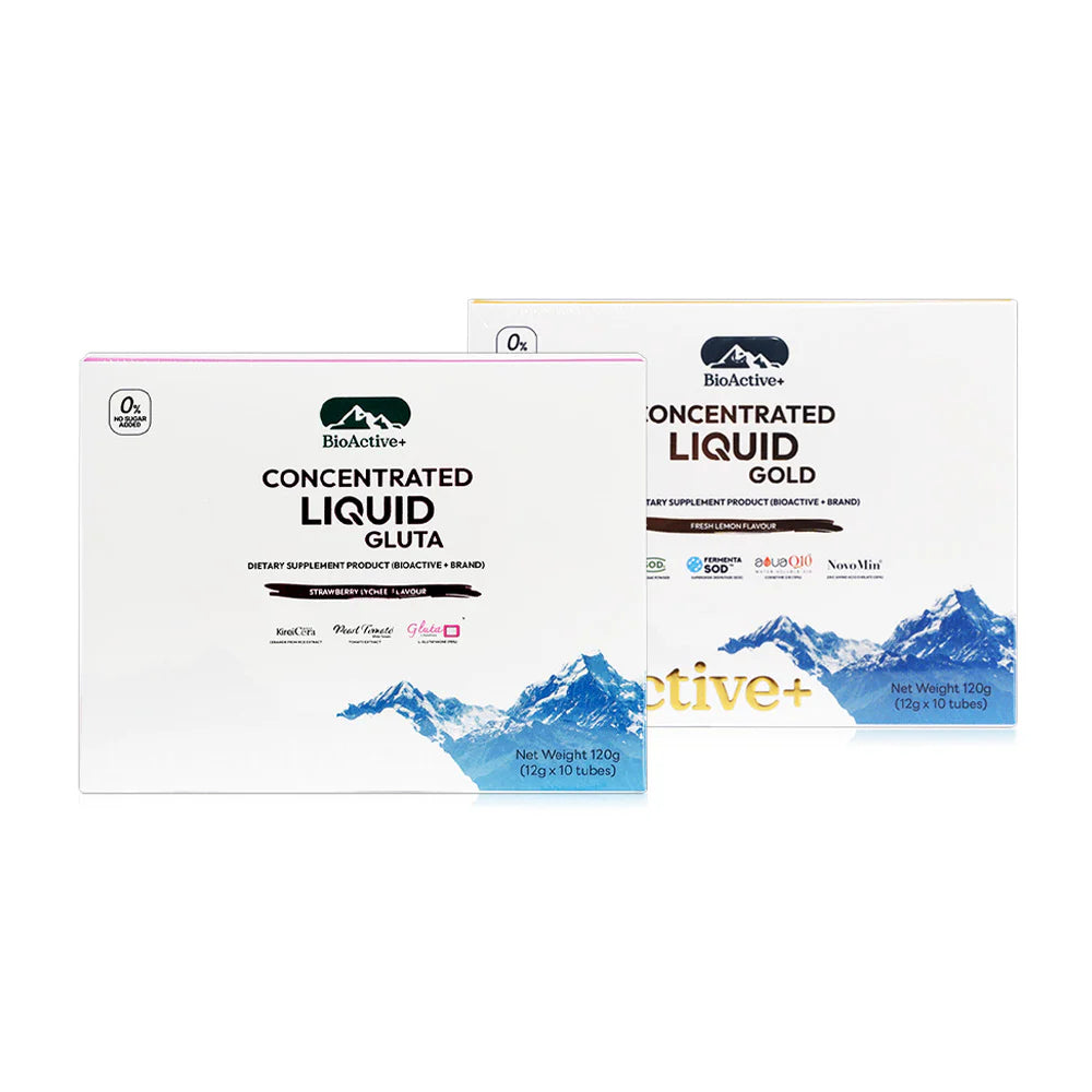 Bioactive+ Set Clear Immune Boost Gluta Strawberry Lychee Flavour [12g x 10 Tubes] + Gold Fresh Lemon [12g x 10Tubes]