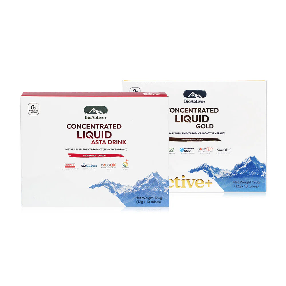 Bioactive+ Set Anti-ox Ultra Liquid Astra Drink [12g x 10 Tubes] + Gold Fresh Lemon Flavour [12g x 10 Tubes]