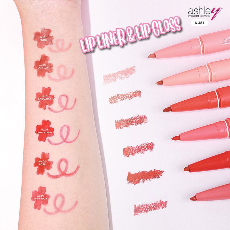 Ashley 2 In 1 Lip Liner & Lip Gloss 0.22g + 1.8g