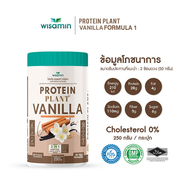 WISAMIN Plant Protein Formula 1 Vanilla Flavor 250g