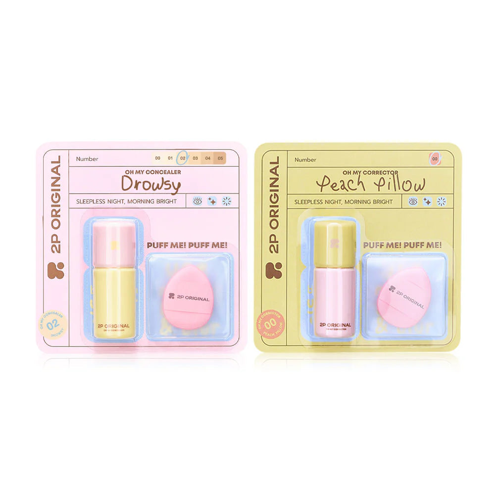 2P Original Set 2 Item Oh My Concealer 5g - #02 Drowsy + Corrector 5g Peach Pillow