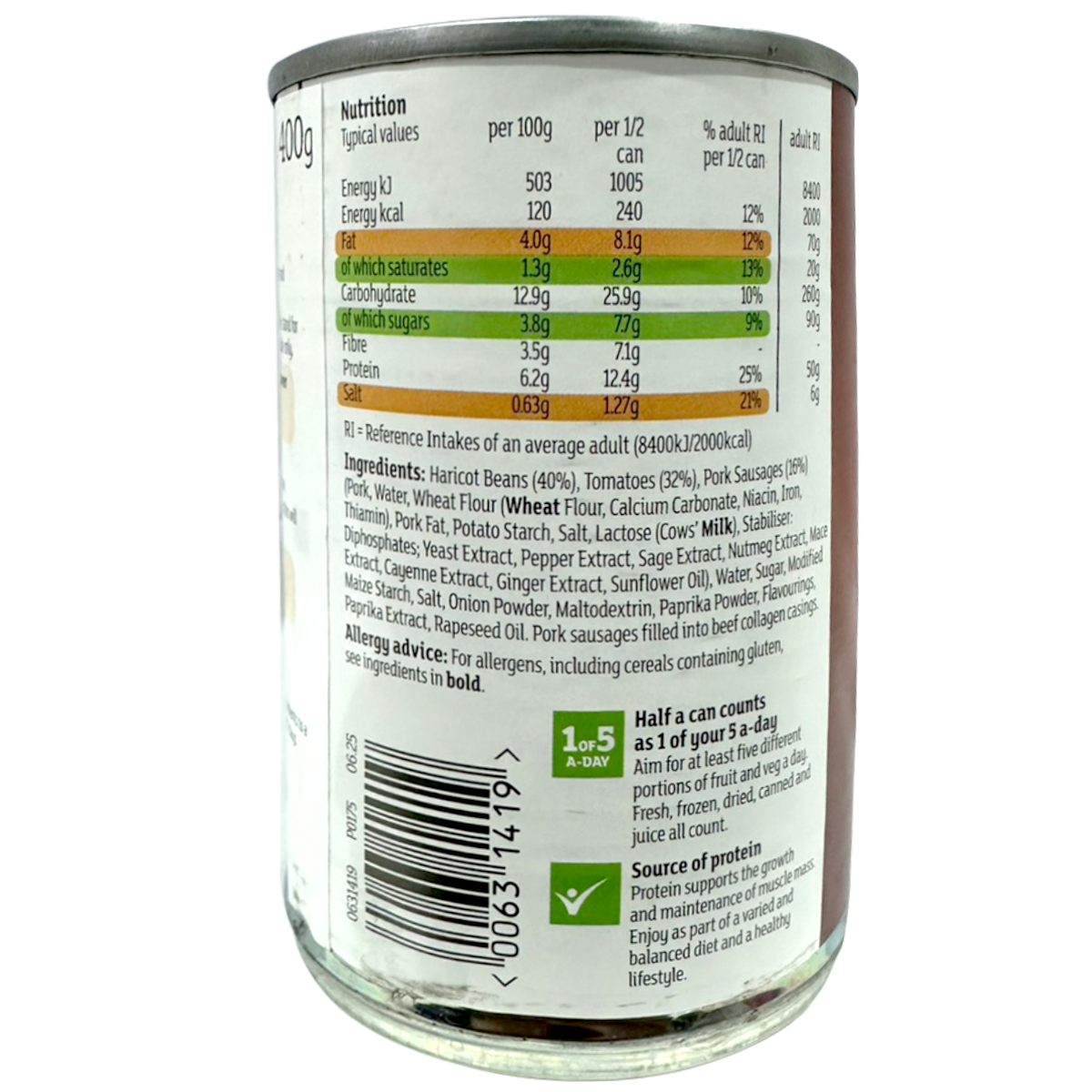 Sainsbury's Baked Beans In Tomato Sauce With Sausages