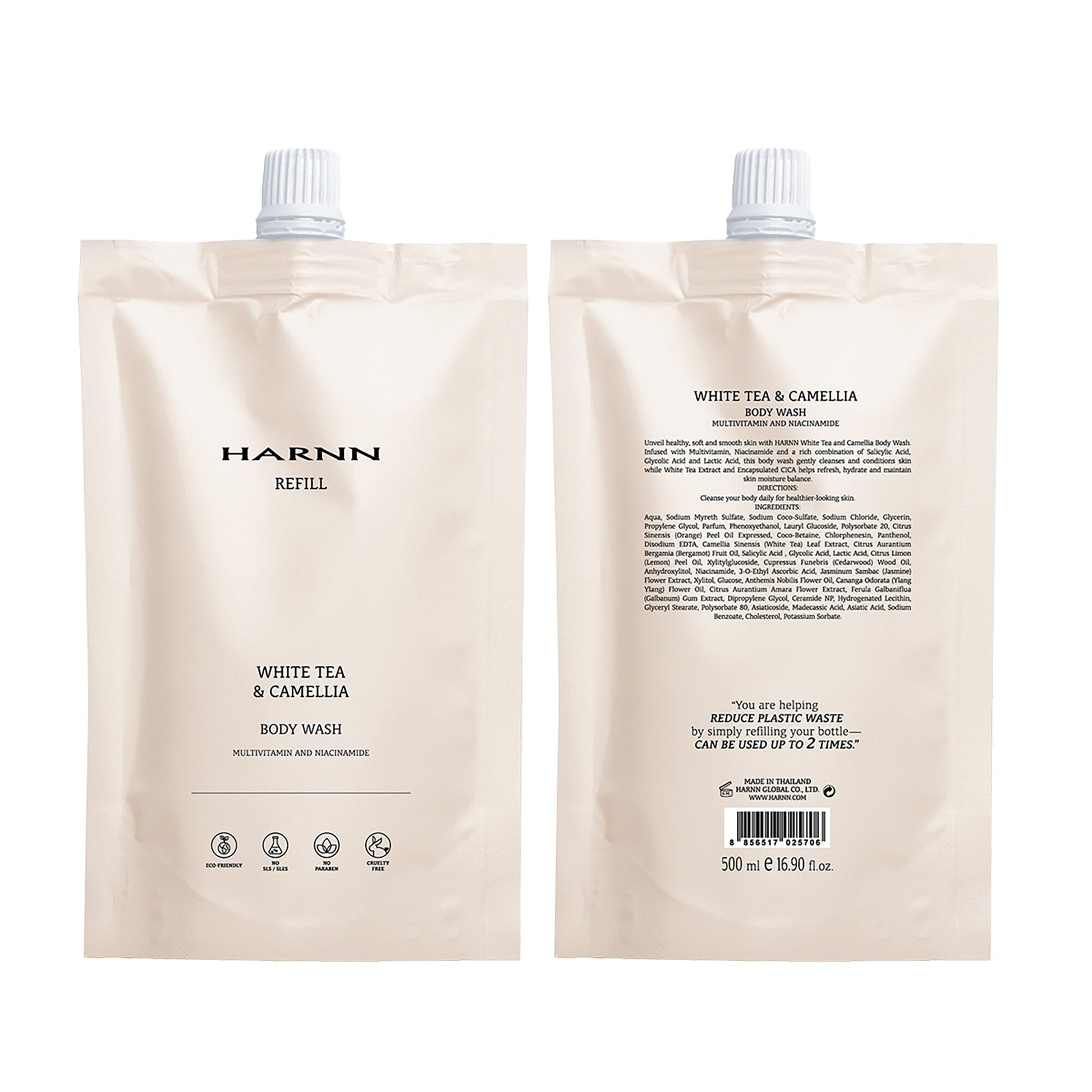 Harnn Body Wash Refill - White Tea & Camellia 500 ml.