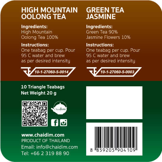 Chaidim Duo Box - Jasmine Green Tea & High Mountain Oolong 2 x 5 Teabags