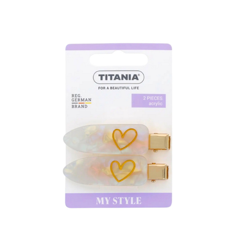 TITANIA Hair Clip Milky Heart 2pcs