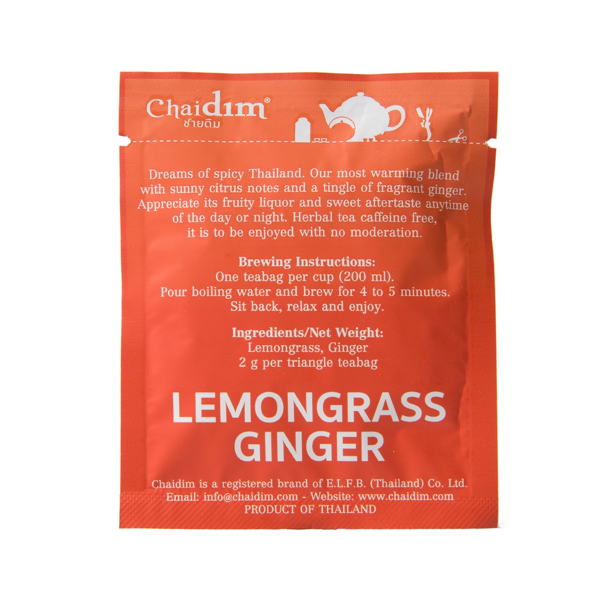 Chaidim Lemongrass Ginger Herbal Tea Teabags