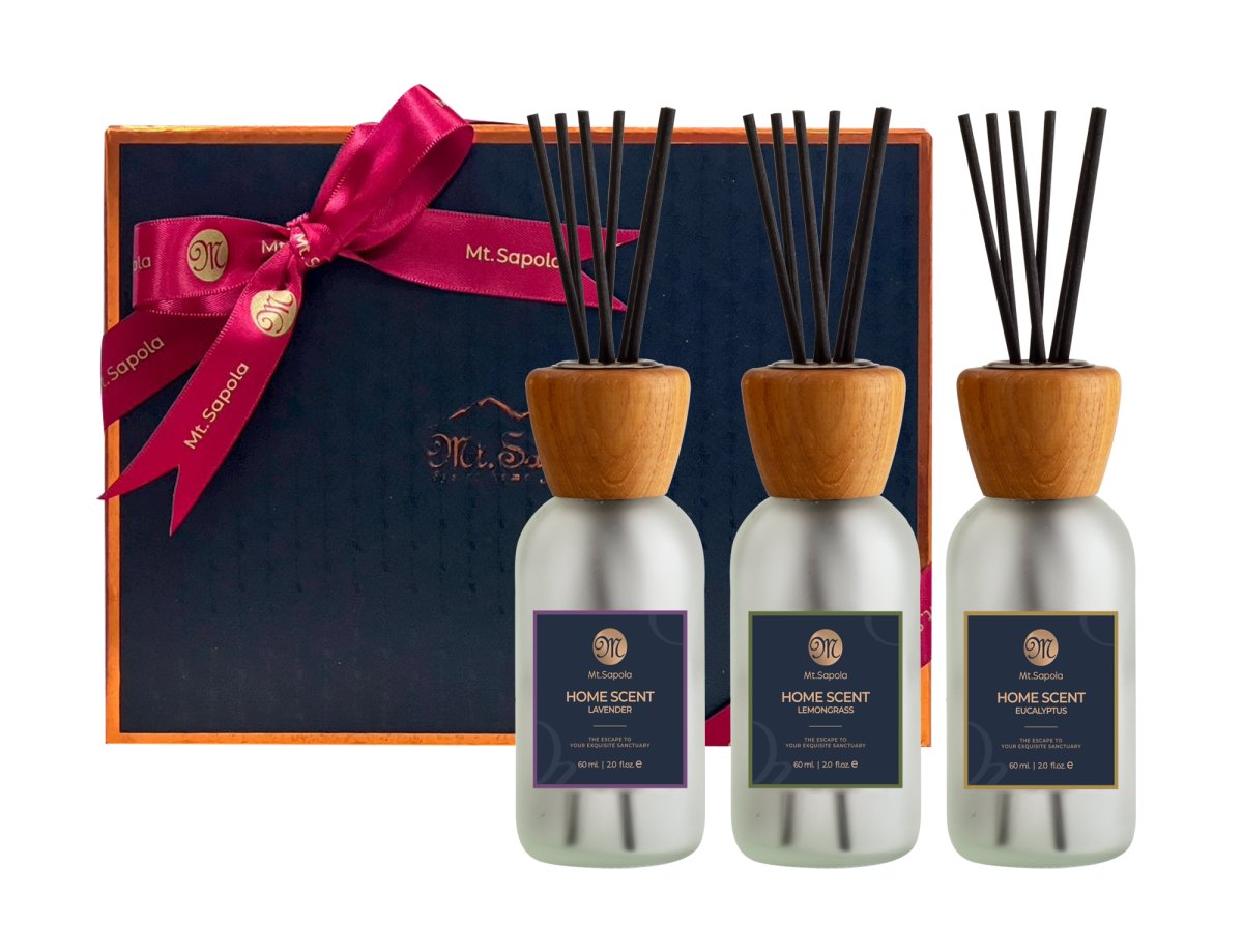 Mt. Sapola Home Scent Reed Diffuser Gift Set - Eucalyptus, Lavender & Lemongrass 3x60 ml.
