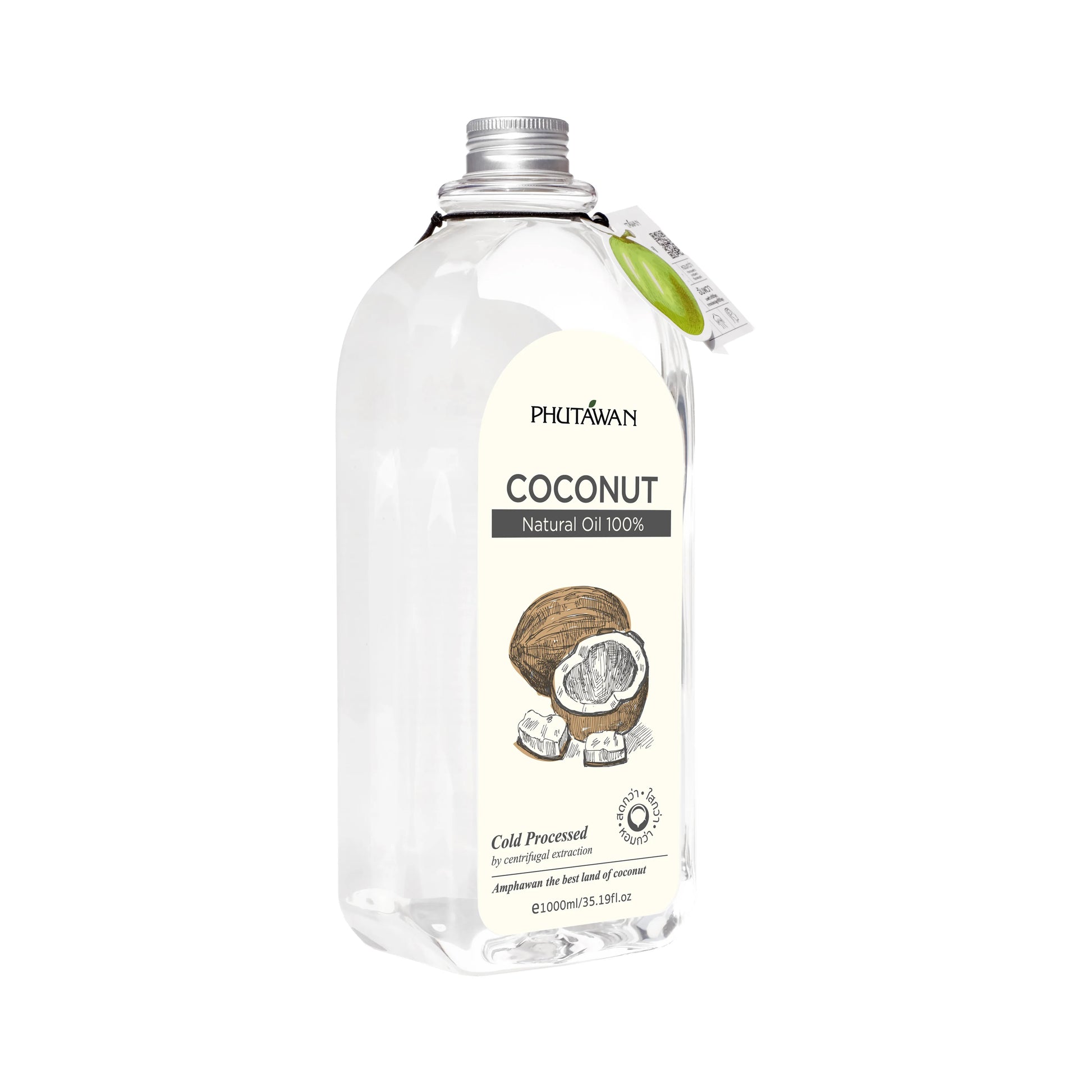 Phutawan 100% Cold-Pressed Coconut Oil 1000 ml.