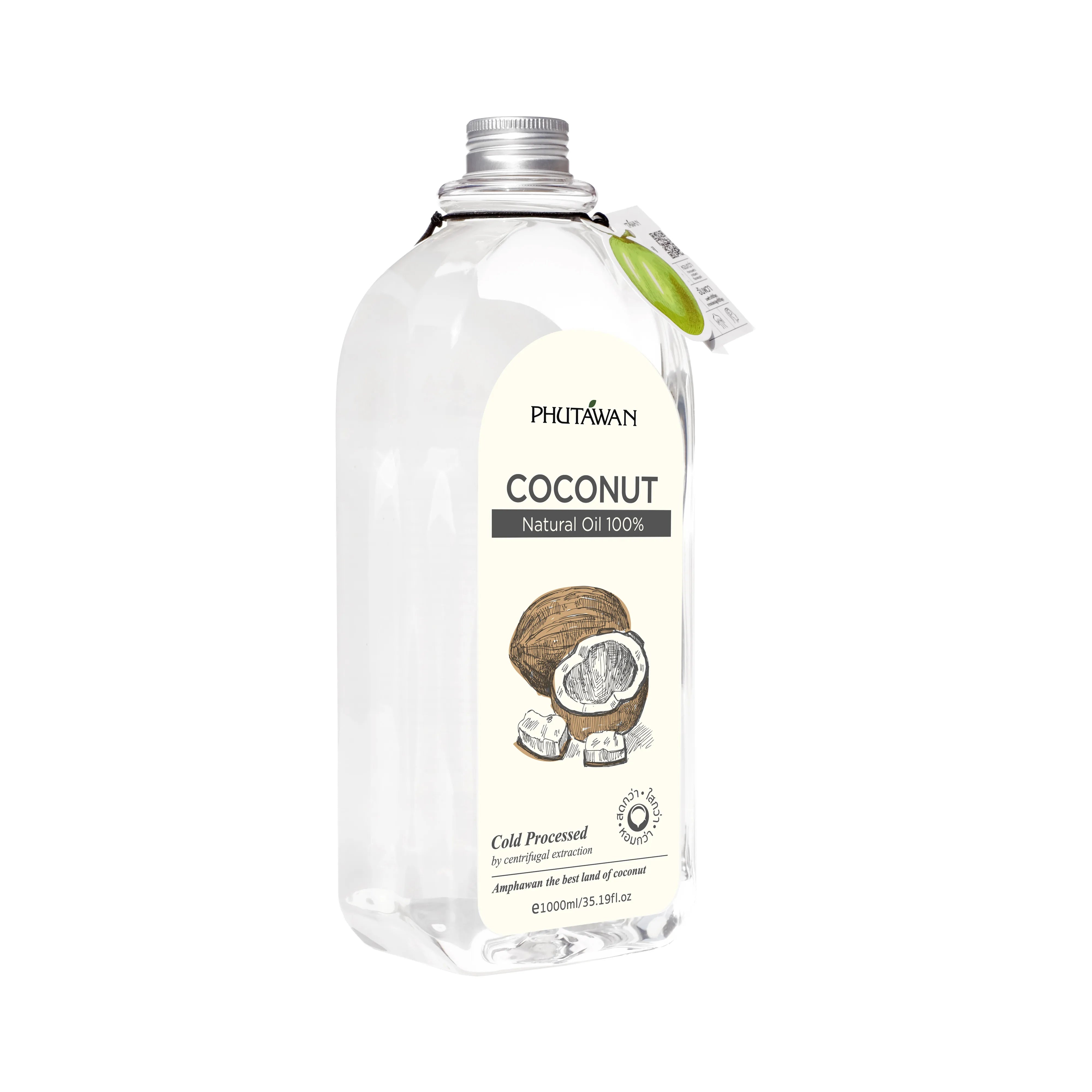 Phutawan 100% Cold-Pressed Coconut Oil 1000 ml.
