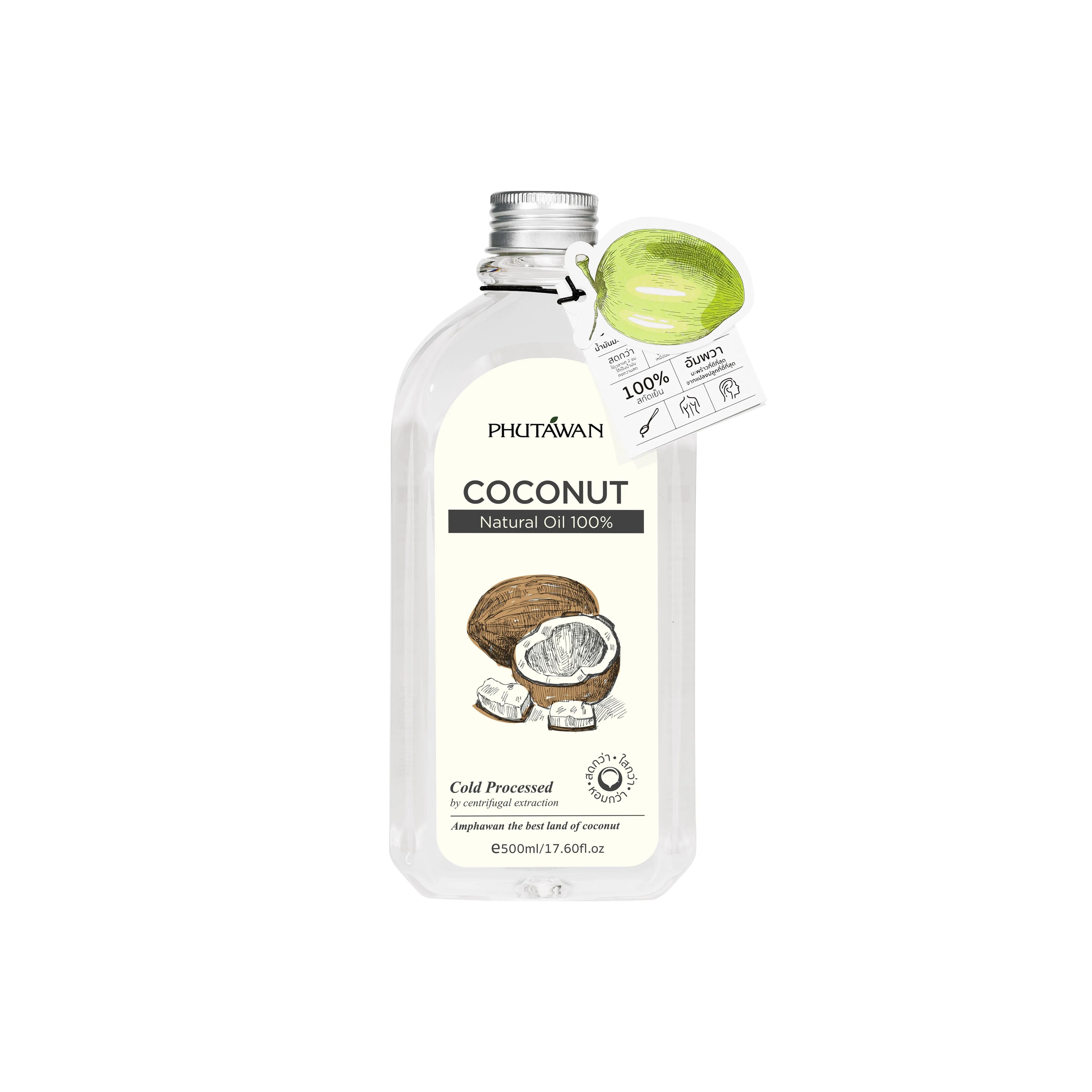 Phutawan 100% Cold-Pressed Coconut Oil 500 ml.