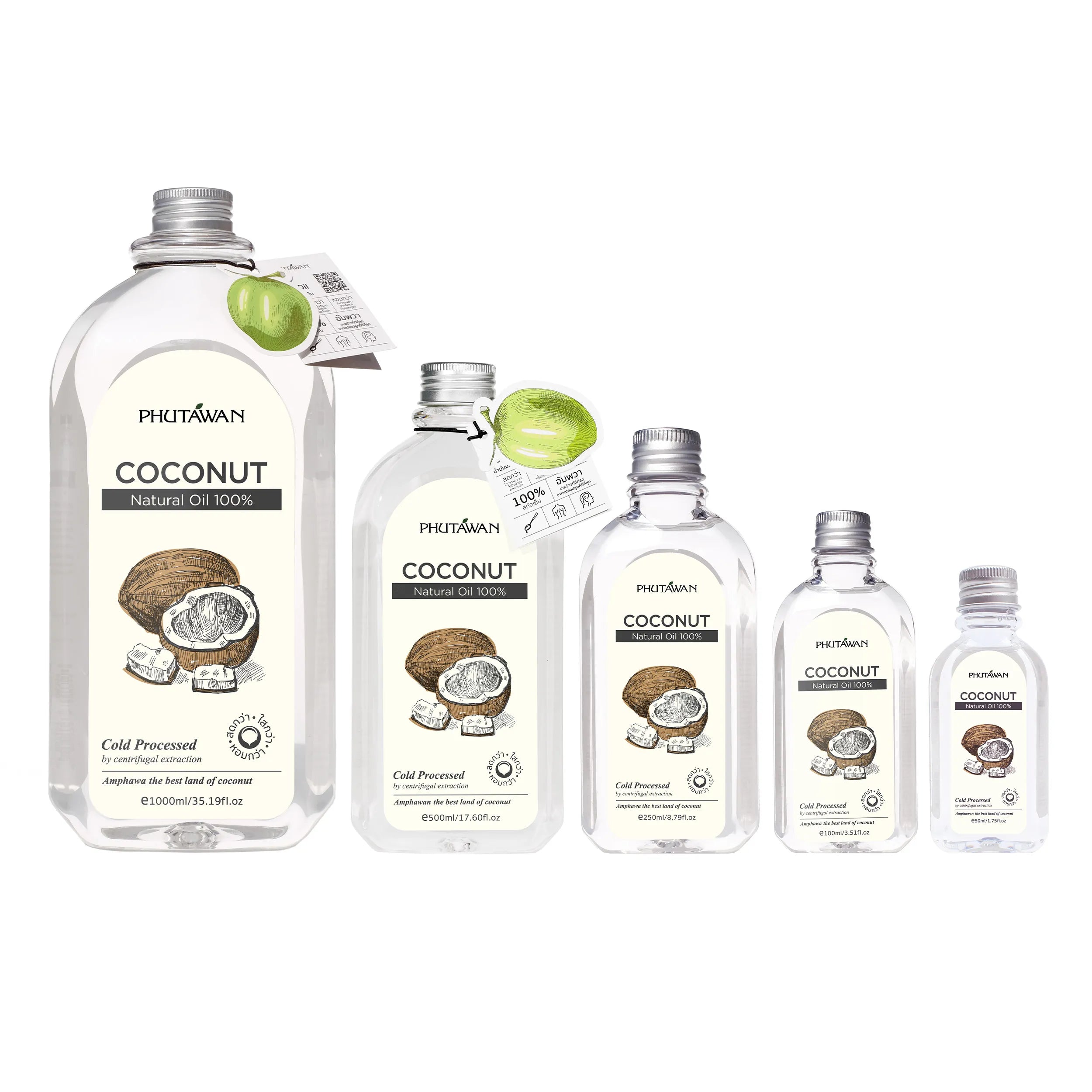 Phutawan 100% Cold-Pressed Coconut Oil 500 ml.