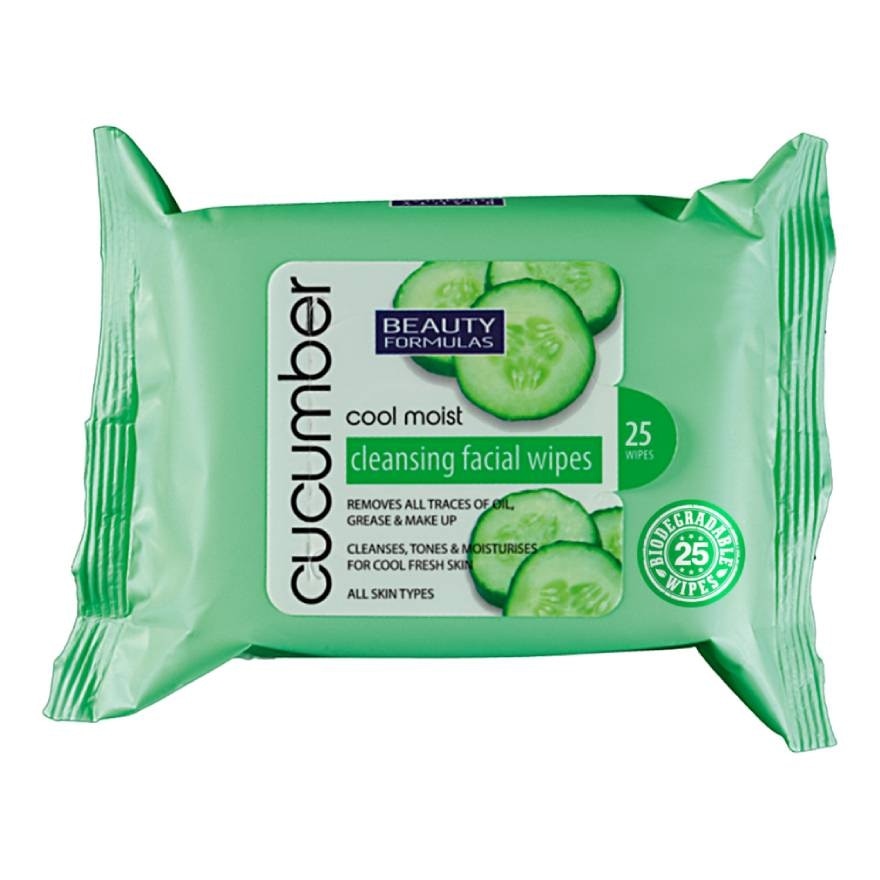 Beauty Formulas Cool Moist Cucumber Cleansing Facial Wieps 25pcs
