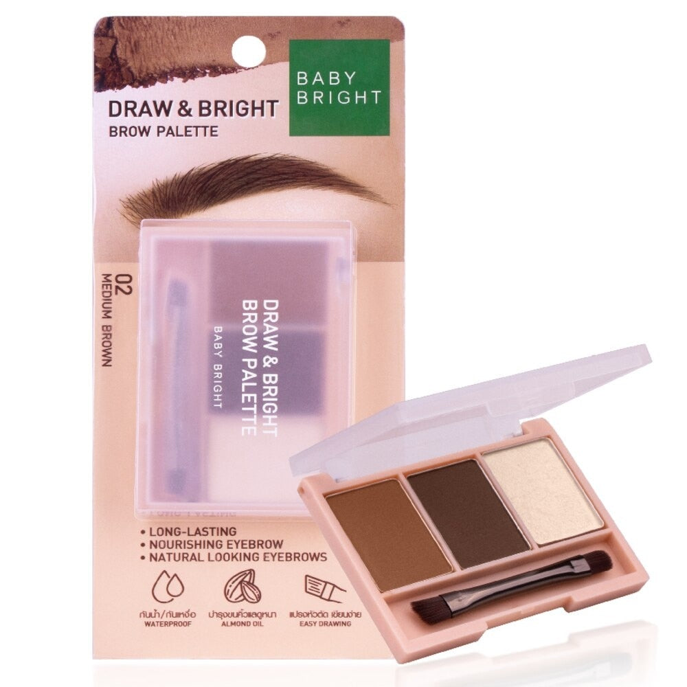 Baby Bright Draw Bright Brow Palette 2.58g #02 Medium Brown